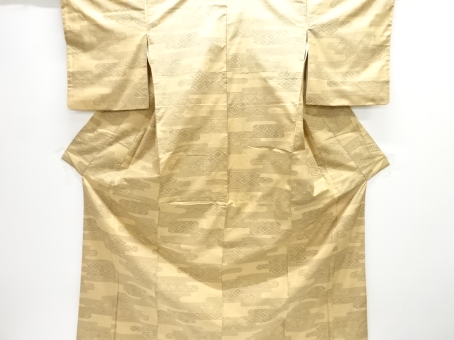 JAPANESE KIMONO / SILK / OSHIMA TSUMUGI / WOVEN EGASUMI & FLORAL RHOMBUS & SHIPPO